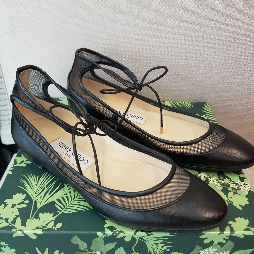 JIMMY CHOO-TYLER BALLET FLATS-36-BLACK